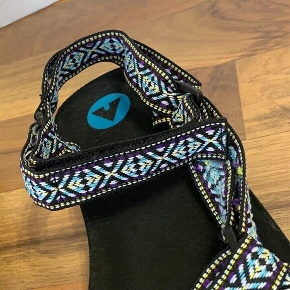 Airwalk Black Sandals Outdoor Shoe Hiking Swim Double Strap Aztec Blue 8 - Picture 6 of 12